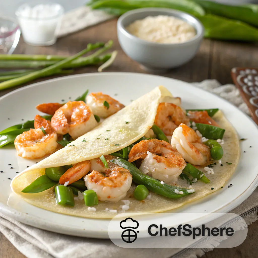 Crispy Shrimp & Snap Pea Crepes