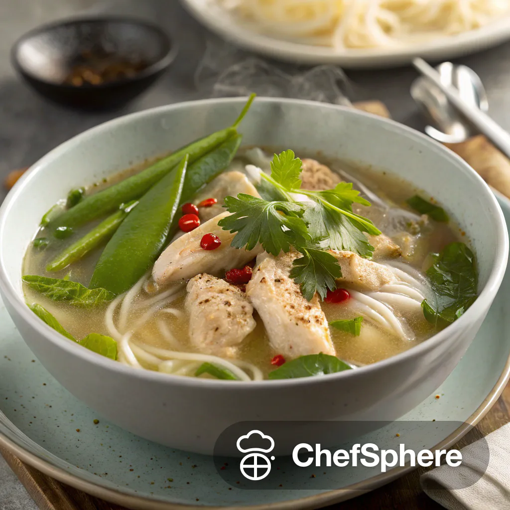 Asian Chicken Snow Pea Noodle Soup