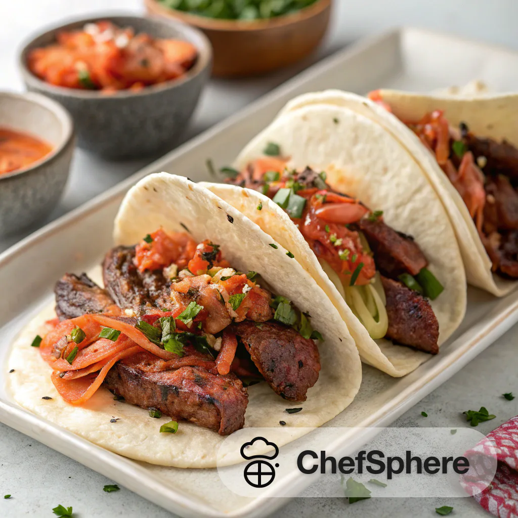 Fiery Korean Steak Tacos with Kimchi