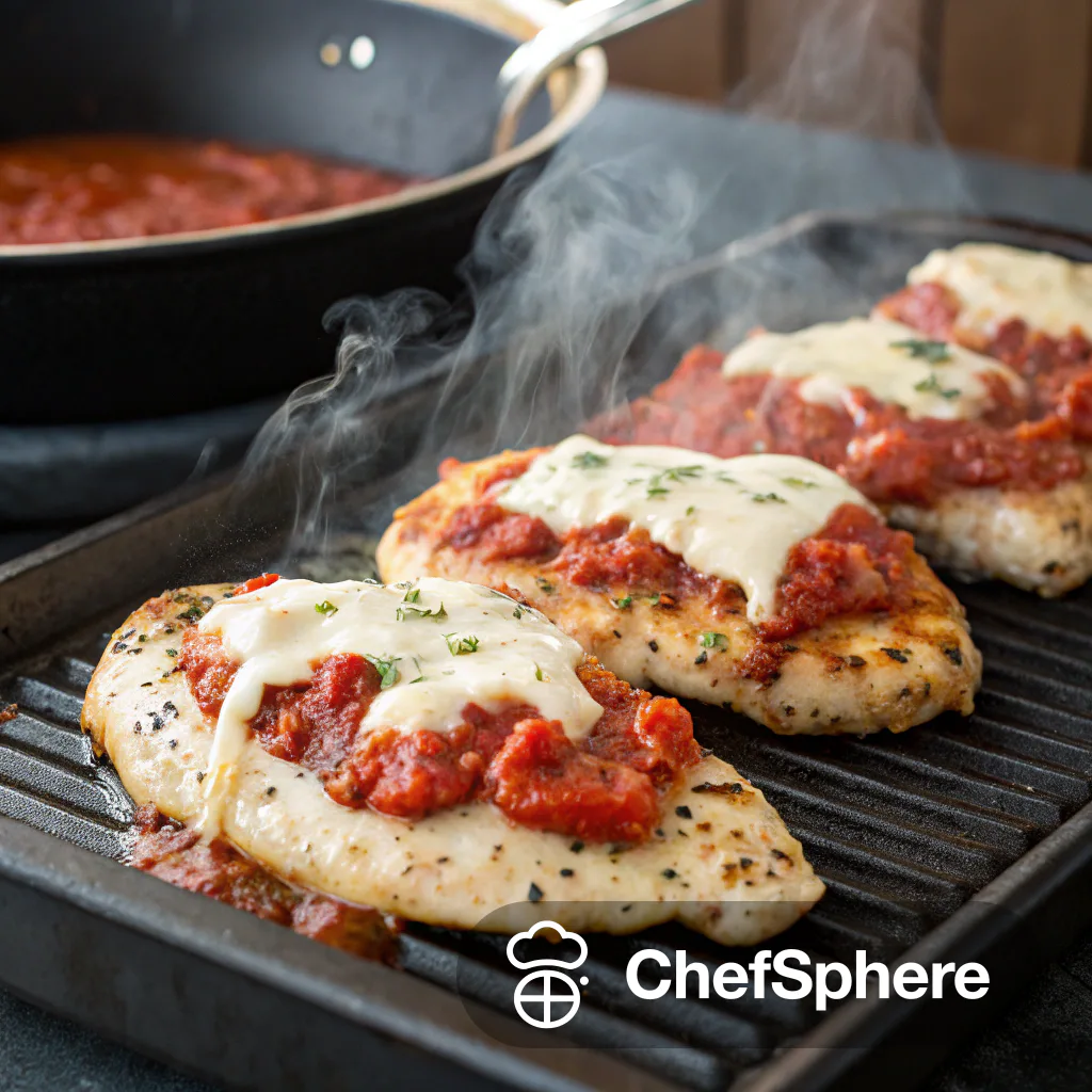 Cheesy Chicken with Marinara on Grill