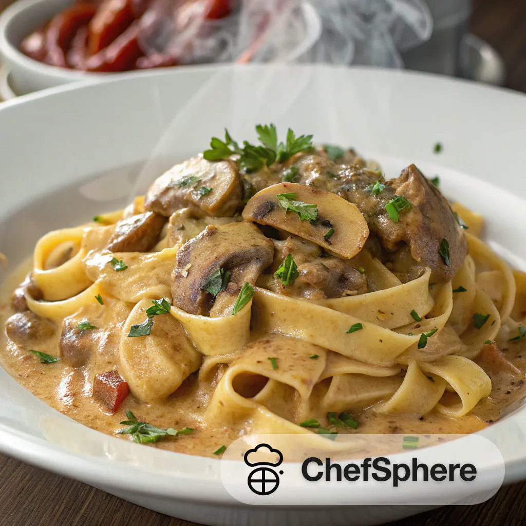 Creamy Vegan Pasta with Mushroom Stroganoff