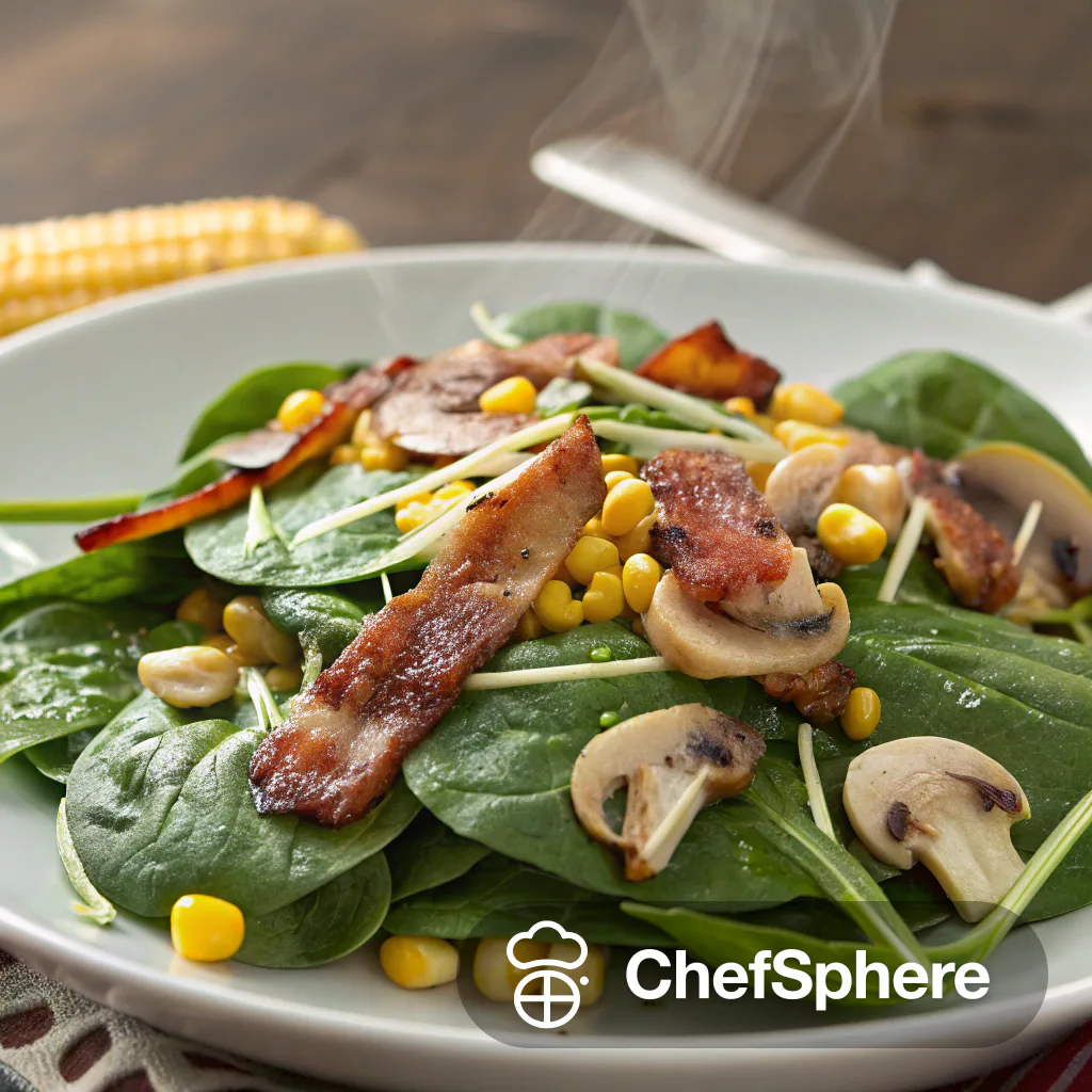 Spinach Mushroom Corn Bacon Salad