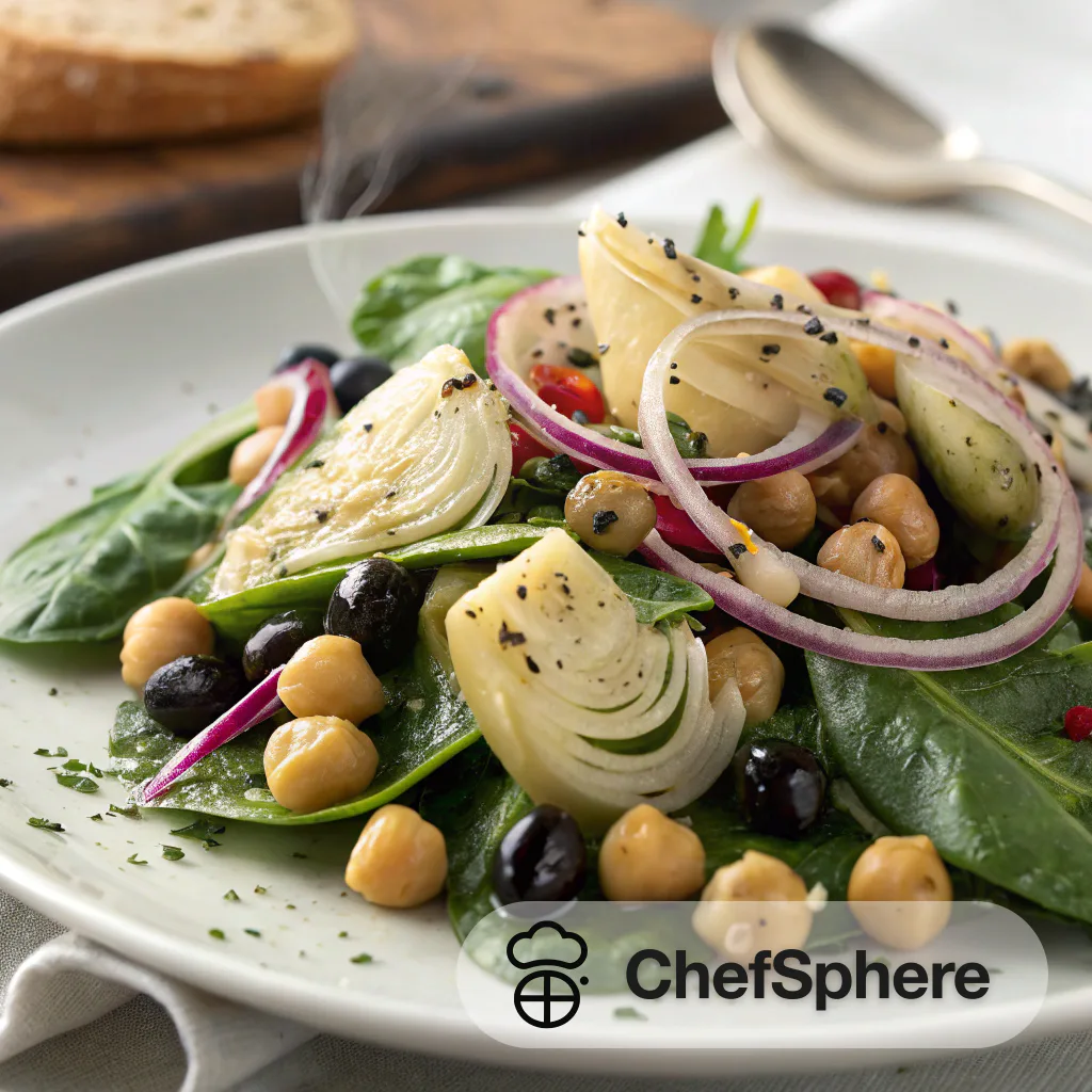 Chickpea Spinach Artichoke Heart Salad