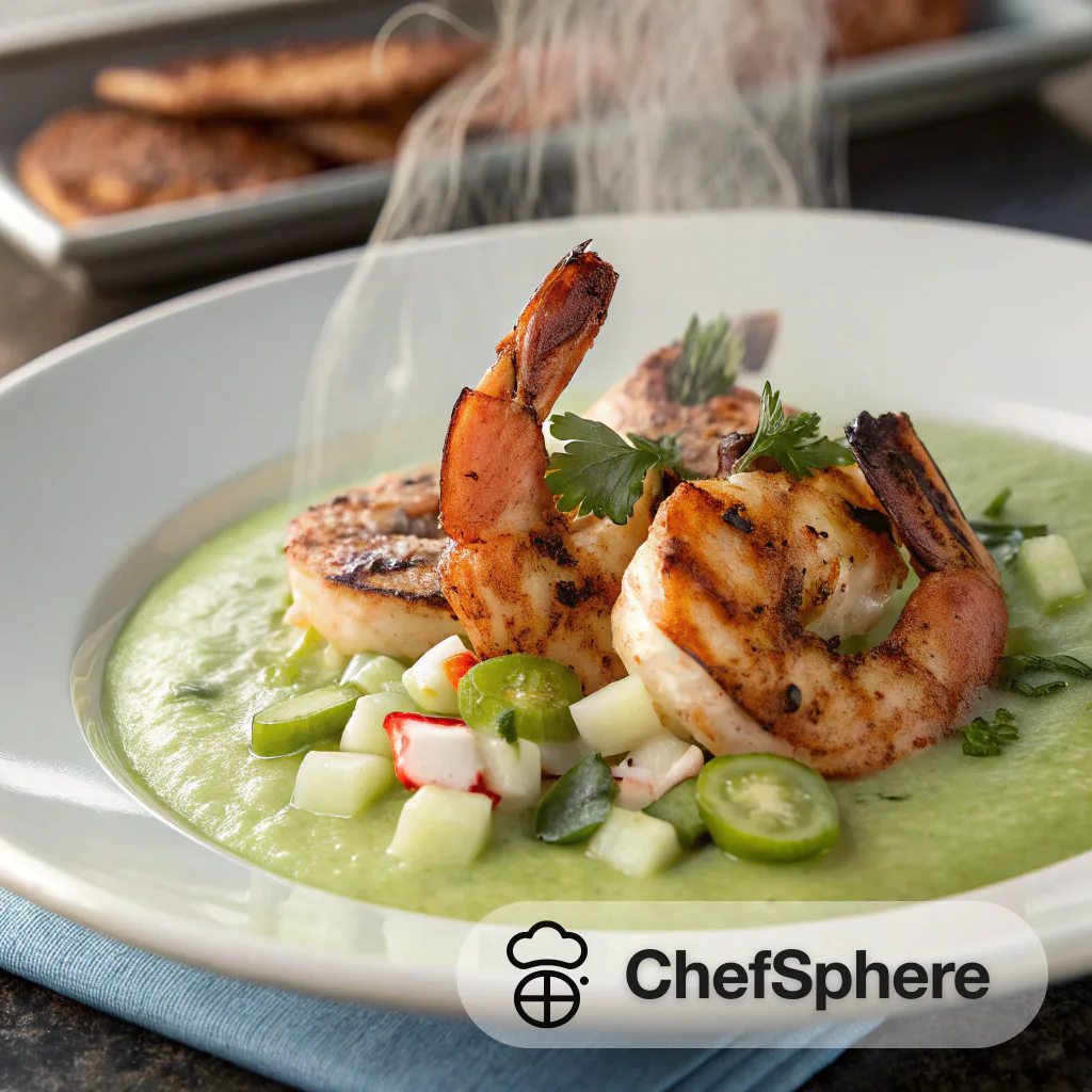 Spicy Grilled Shrimp with Honeydew Gazpacho