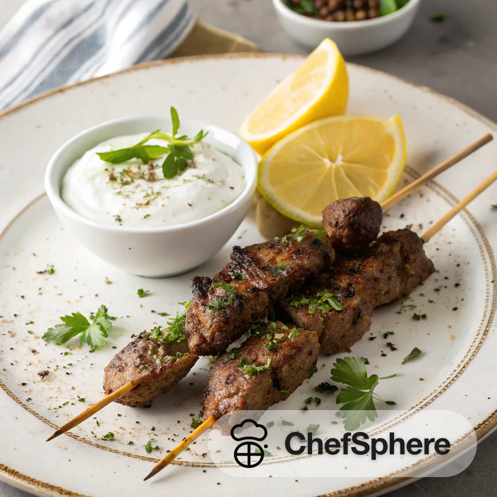 Spicy Lamb Skewers with Garlic Yogurt