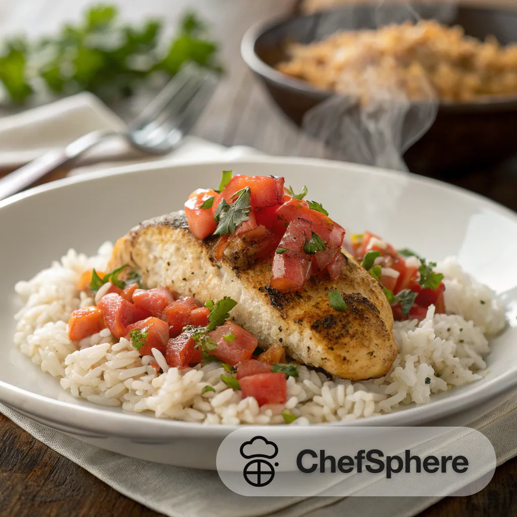 Coconut Chicken with Tomato Salsa Rice
