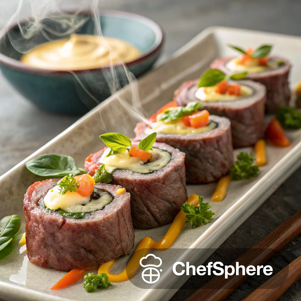 Beef Sushi Rolls with Mustard Twist