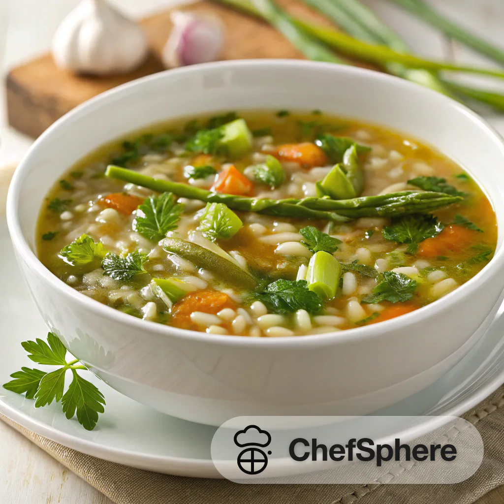 Spring Veggie Rice Soup Burst