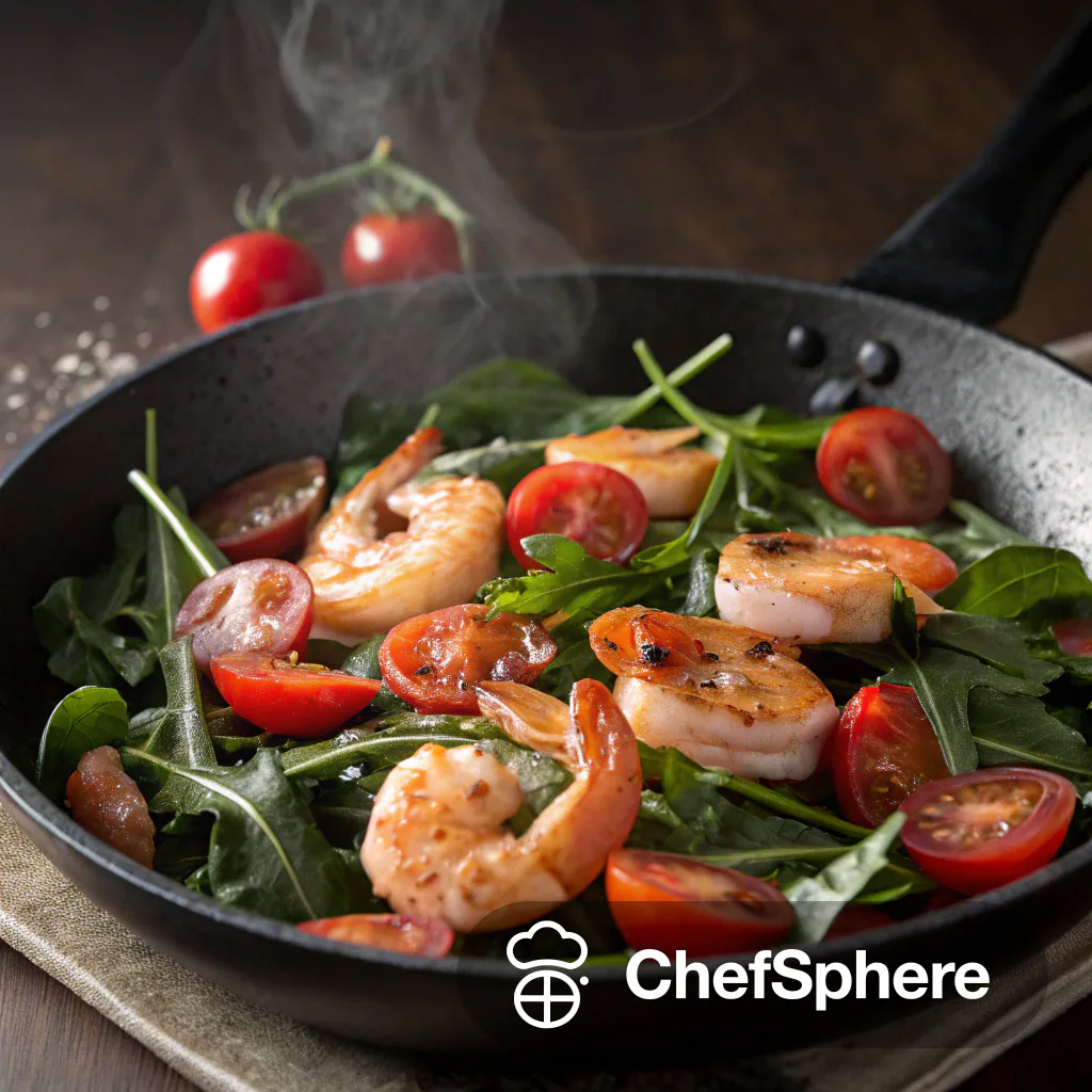 Shrimp & Greens Skillet with Tomatoes