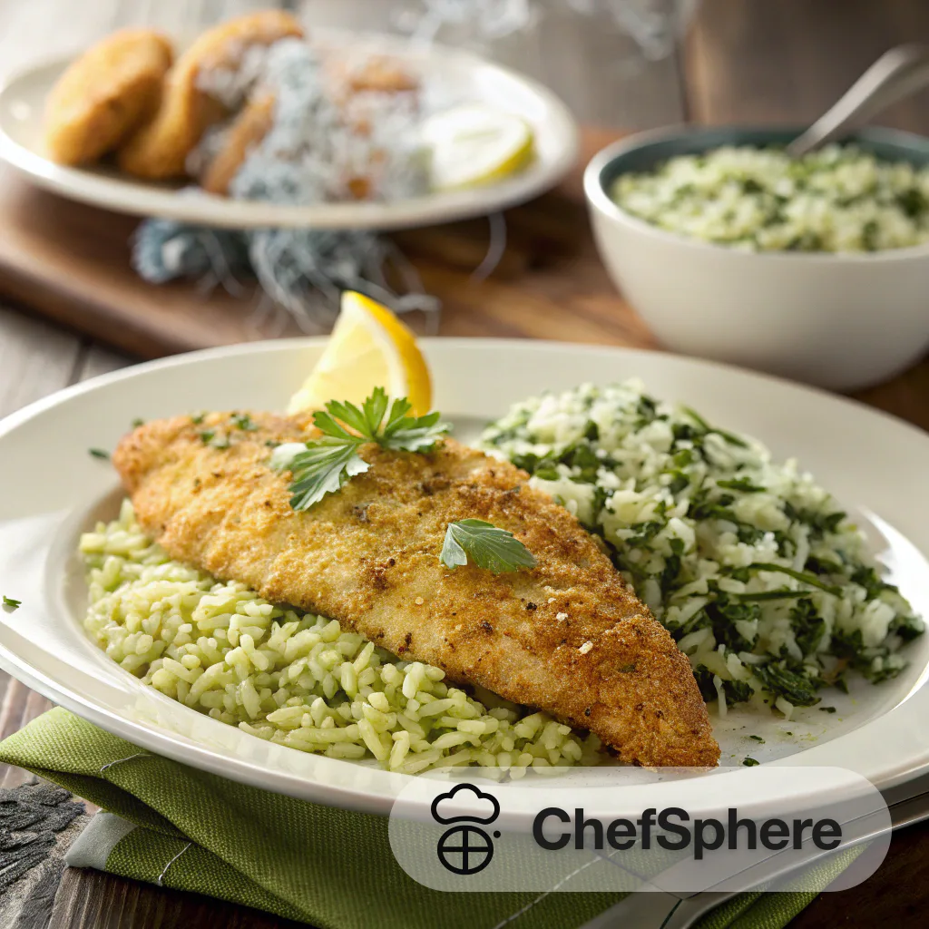 Crunchy Cornmeal Catfish with Green Pilaf
