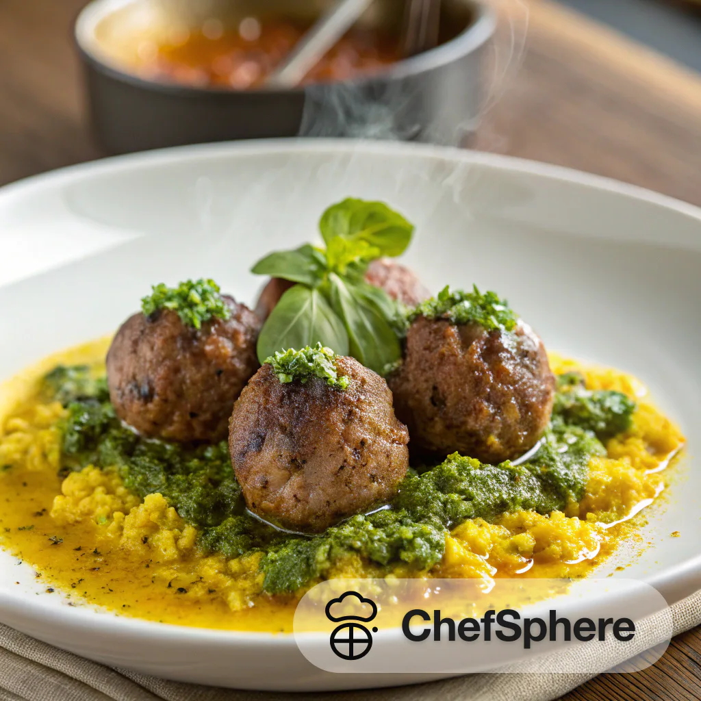 Lamb Meatballs with Tangy Raisin Pesto