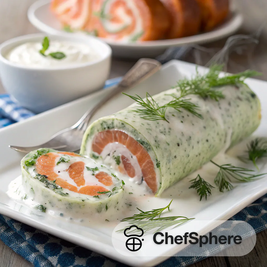 Salmon Roll with Dill Dressing