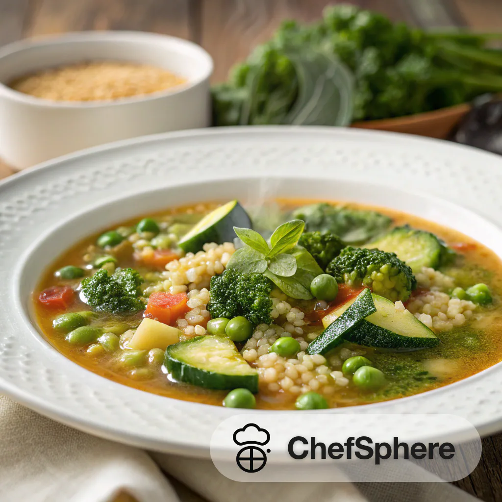 Quick Veggie Couscous Soup with Greens