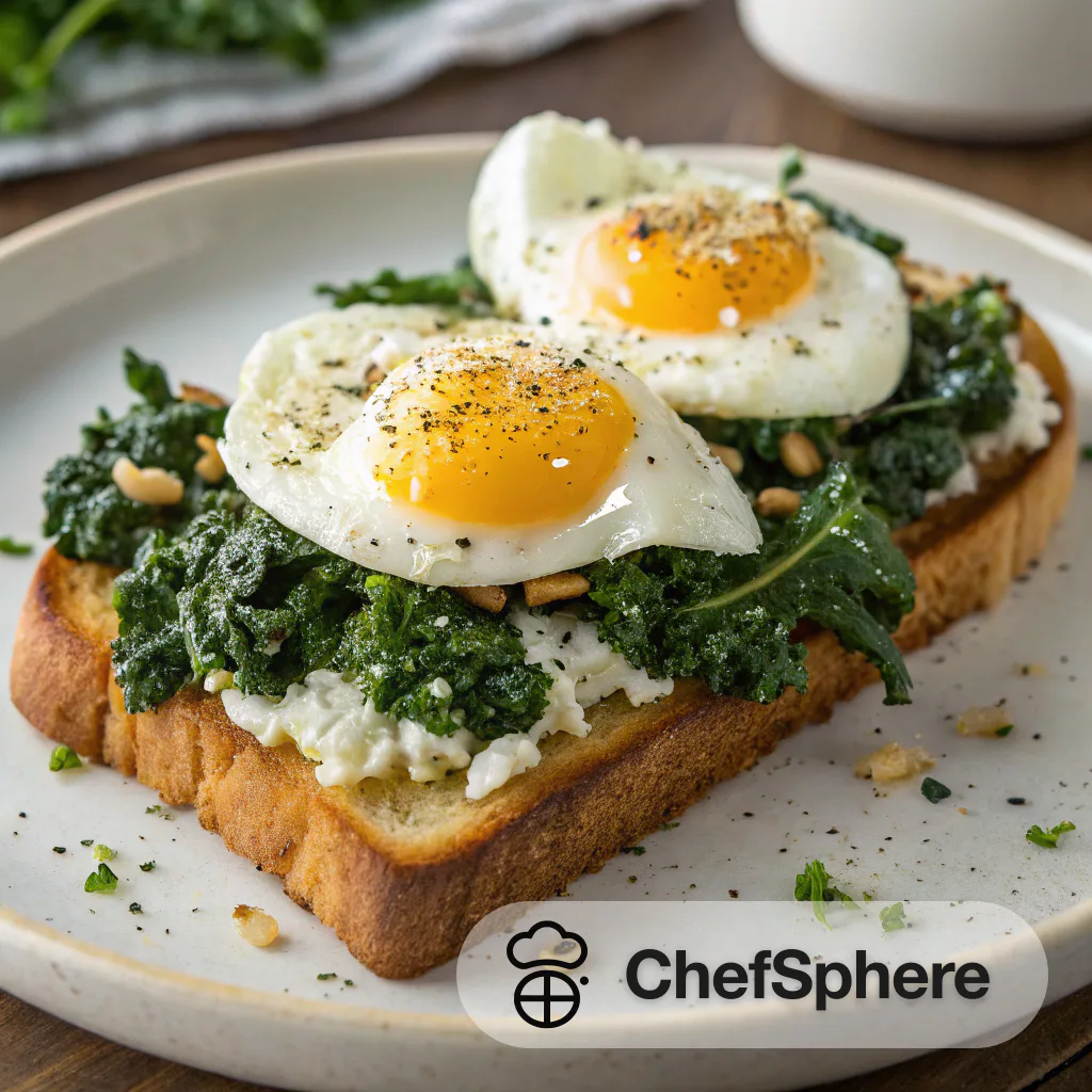 Ricotta Kale Toast with Crispy Eggs