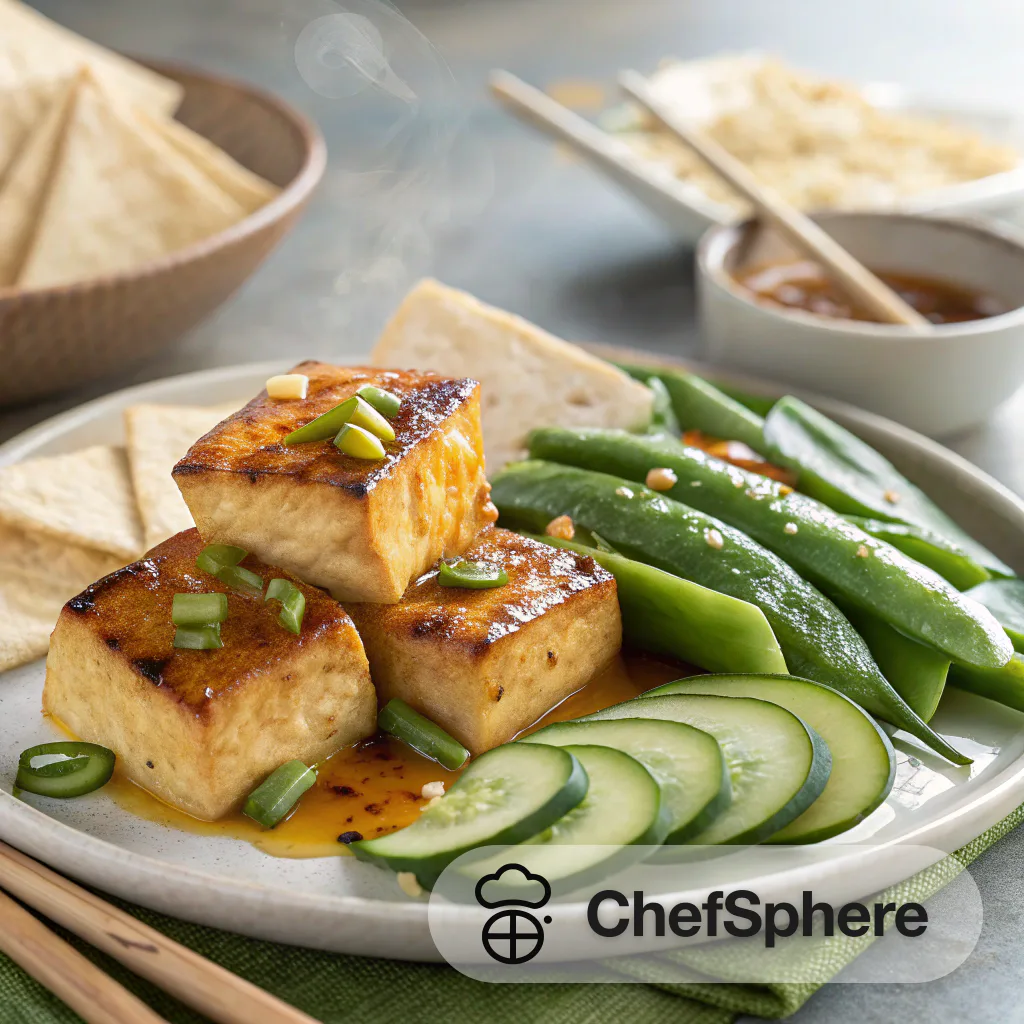 Crispy Tofu with Spicy Mustard Drizzle