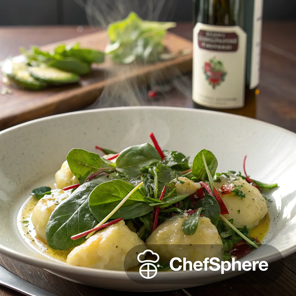 Potato Dumplings with Fresh Greens