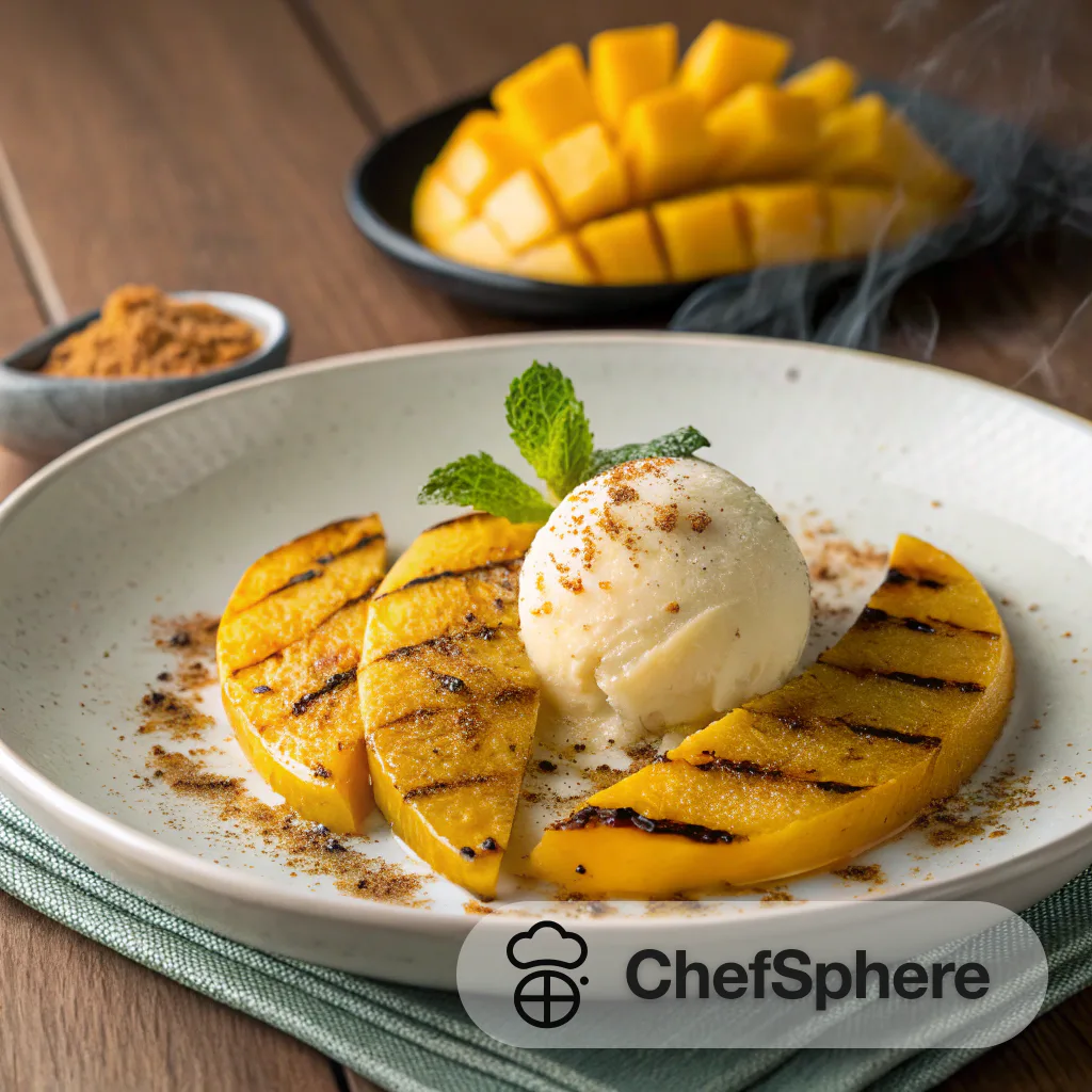 Grilled Mango with Ginger Ice Cream