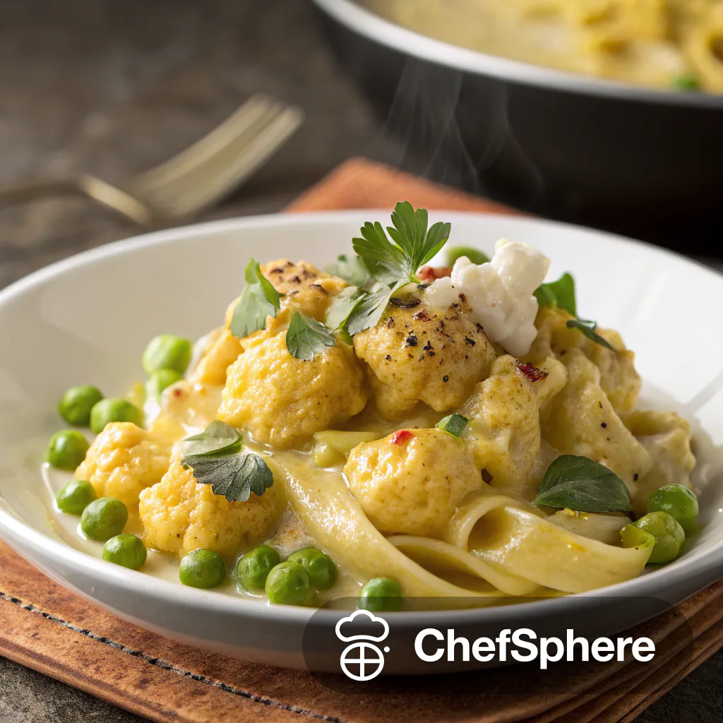 Curried cauliflower pasta with creamy sauce
