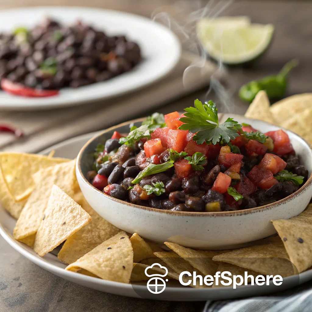 Spicy Black Bean Salsa with Chips