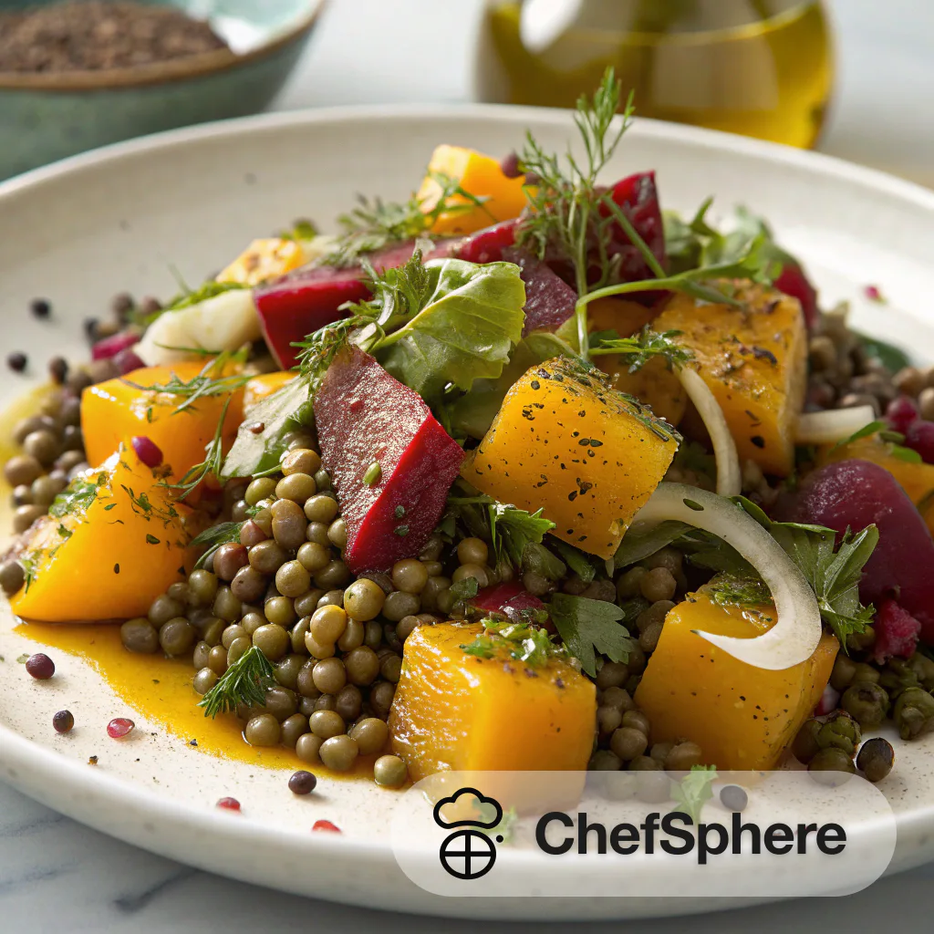 Golden Beet Lentil Salad with Ginger