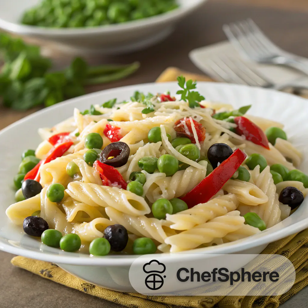 Cheesy Pasta Salad with Peas &
