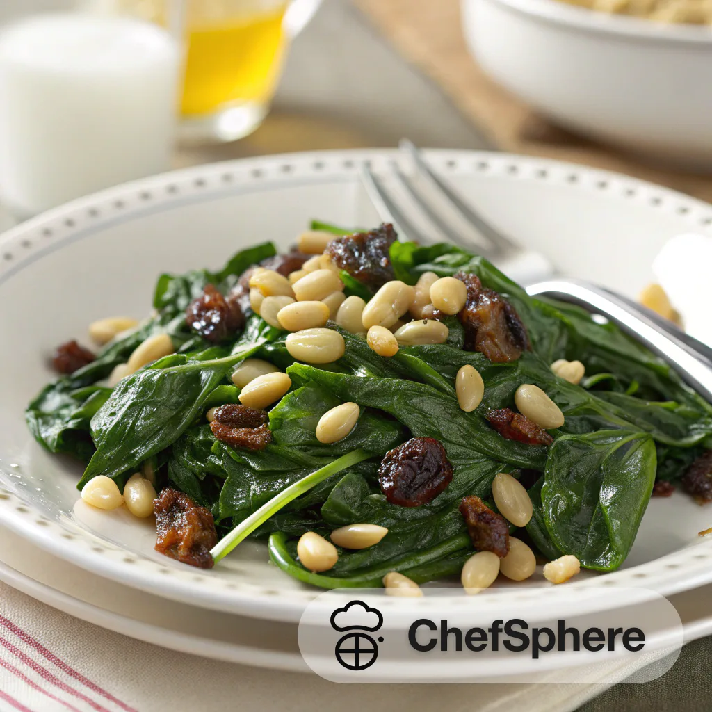 Spinach, Pine Nut & Raisin Saute