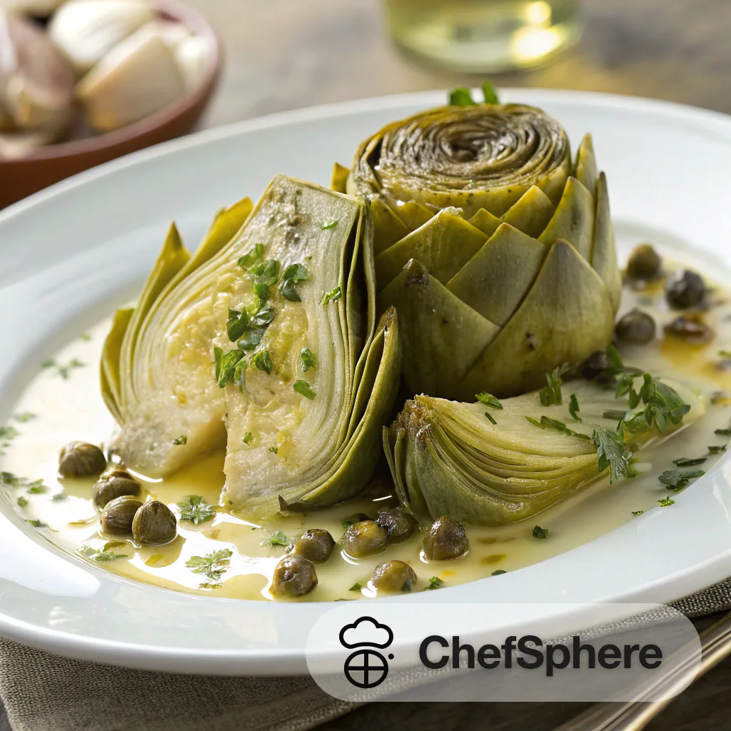 White Wine Braised Artichokes with Capers