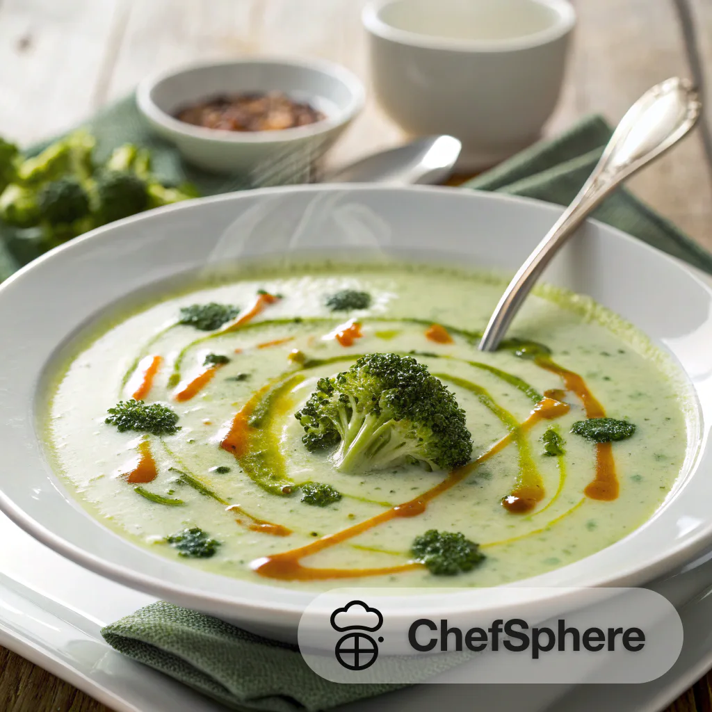 Broccoli Soup with Chive-Cayenne Drizzle