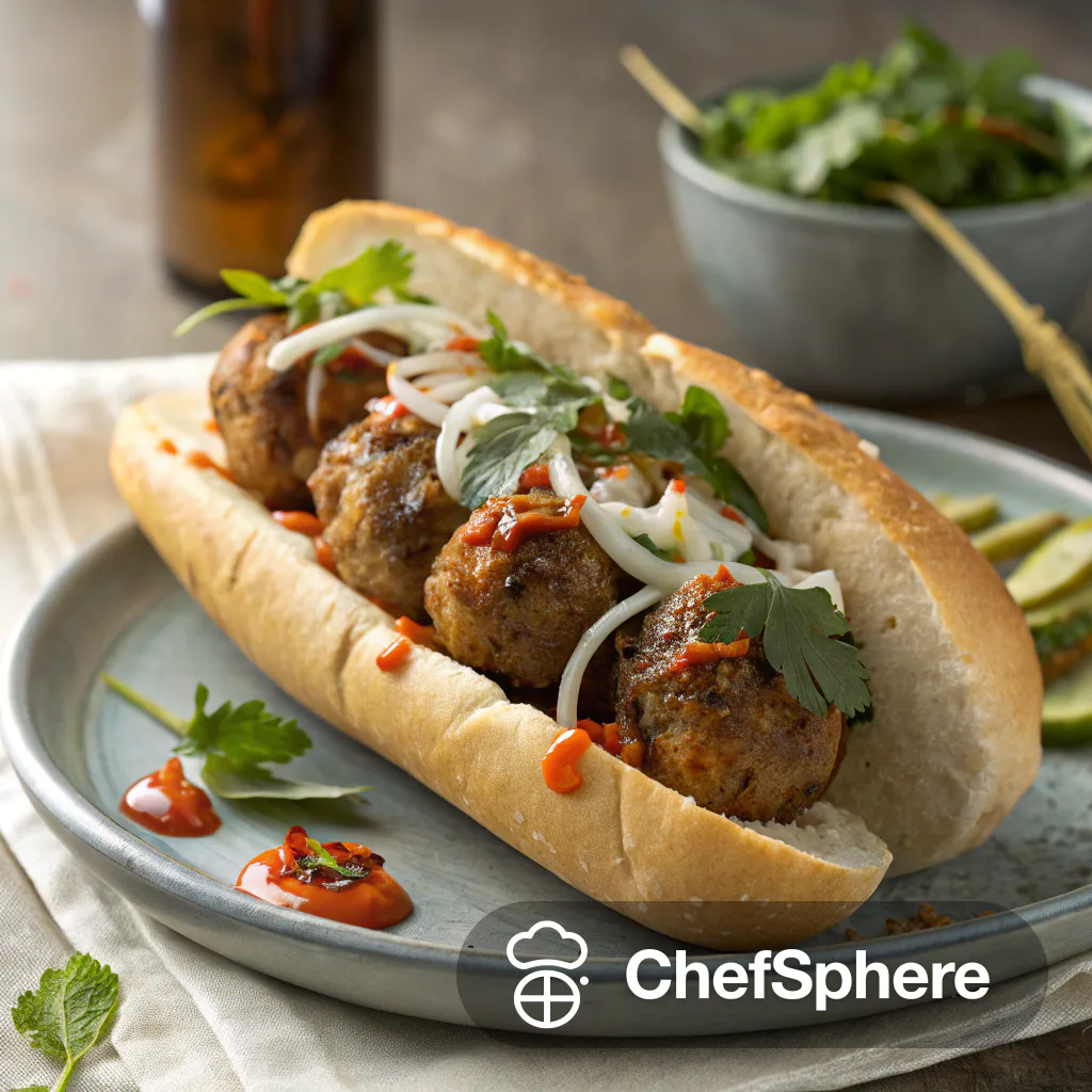Vietnamese-Inspired Pork Meatball Banh Mi