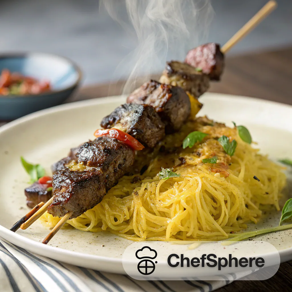 Steak Skewers with Spaghetti Squash Noodles