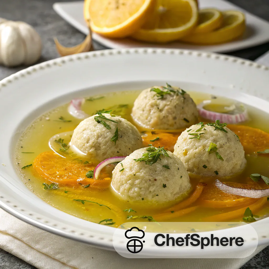 Spiced Matzo Balls in Citrus Broth