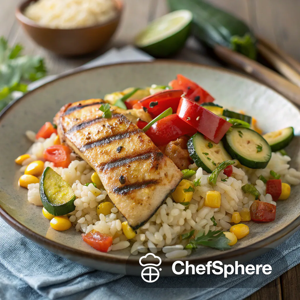 Fish-Sauce Grilled Veggie Rice Salad