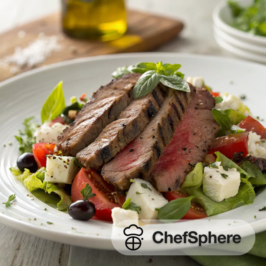 Greek Salad Layered Juicy Steak Surprise