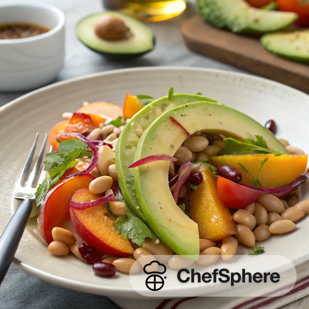 Avocado Peach Salad with Tangy Vinaigrette