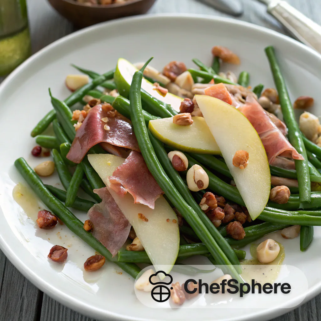 Green Bean Pear Salad with Hazelnut-Prosciutto
