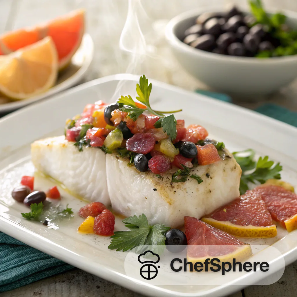 Halibut with Tangy Fruit Relish Bake