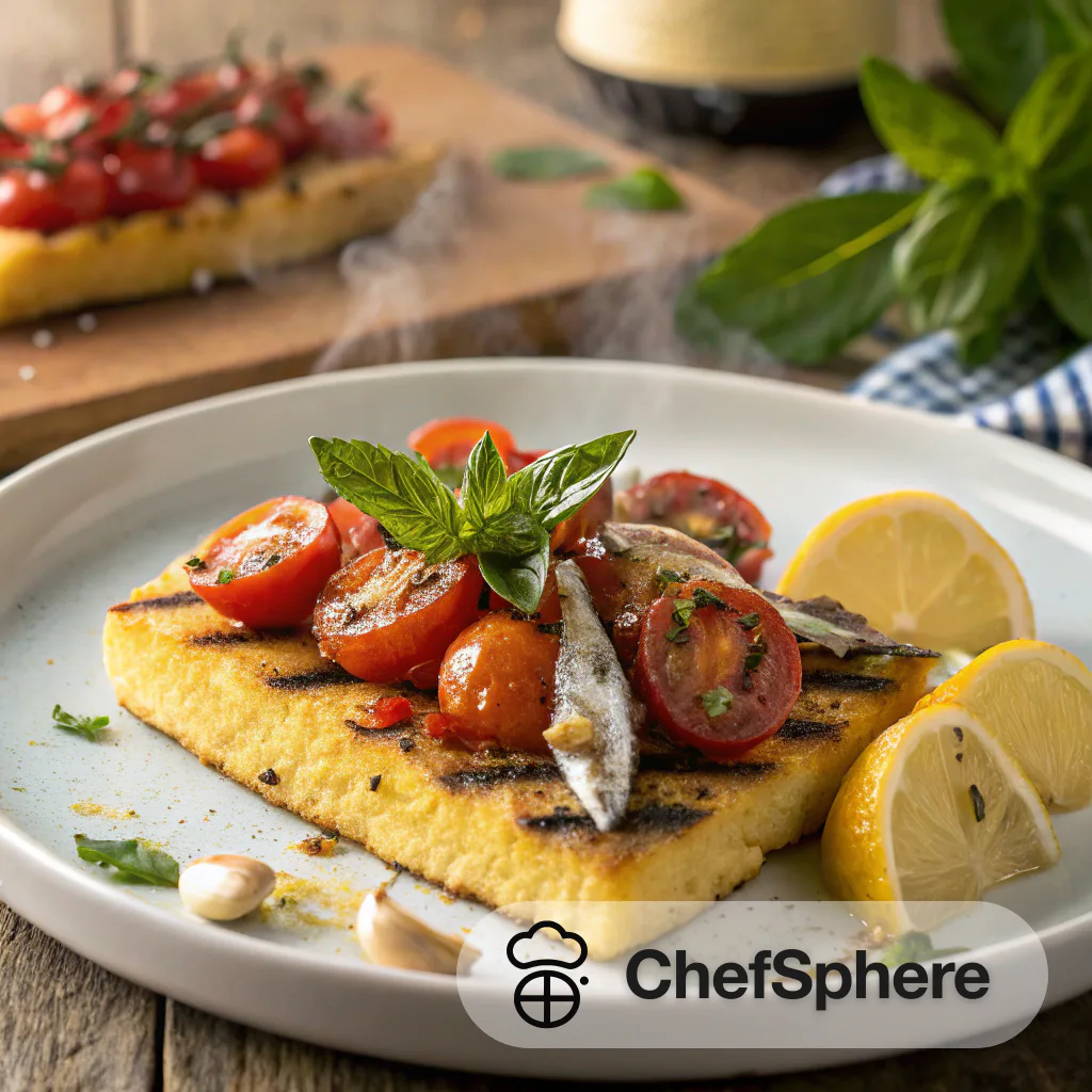 Polenta and Tomato Anchovy Grill