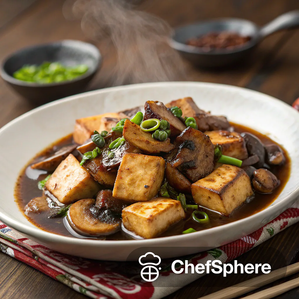 Tofu and Shiitake in Black Bean