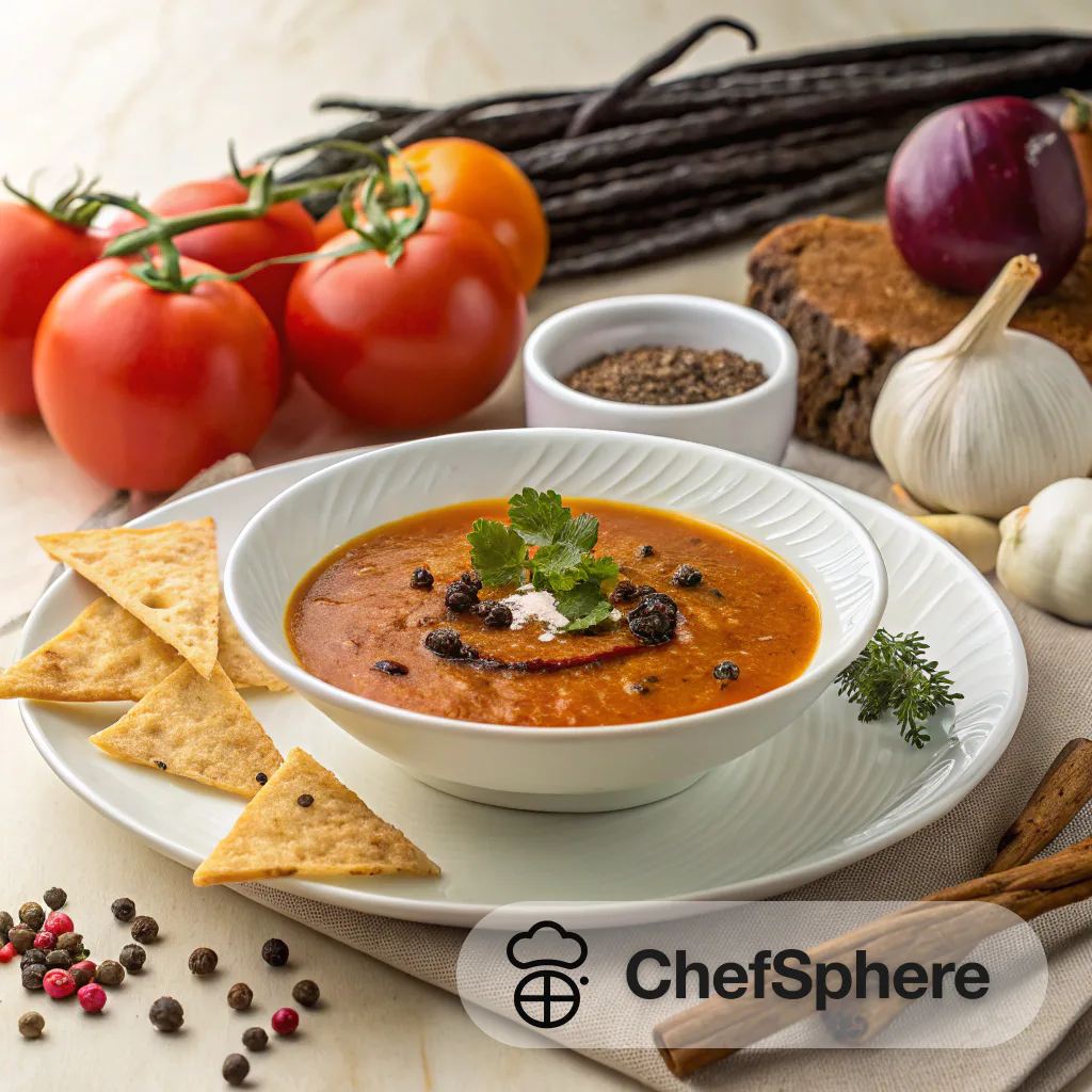 Roasted Veggie Soup with Crispy Tortillas