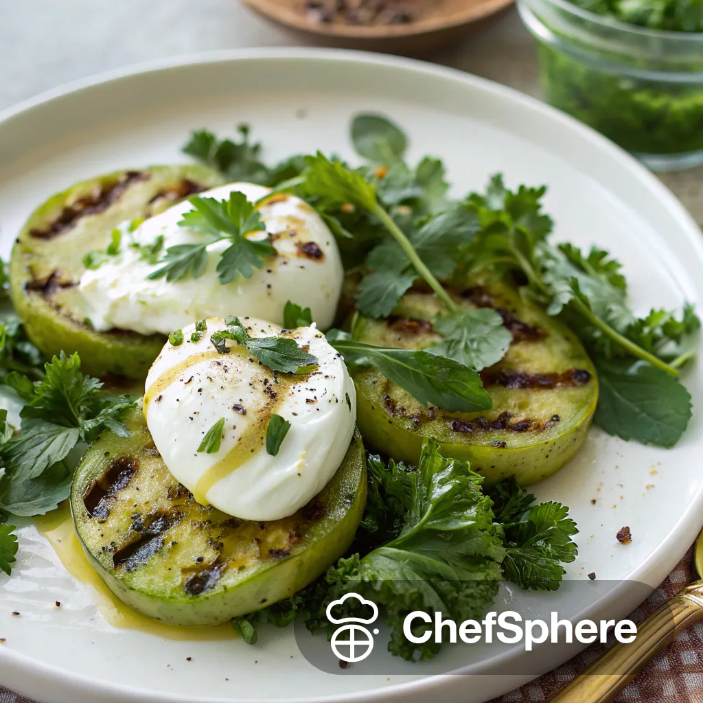 Grilled Green Tomato Burrata Salad Refreshment