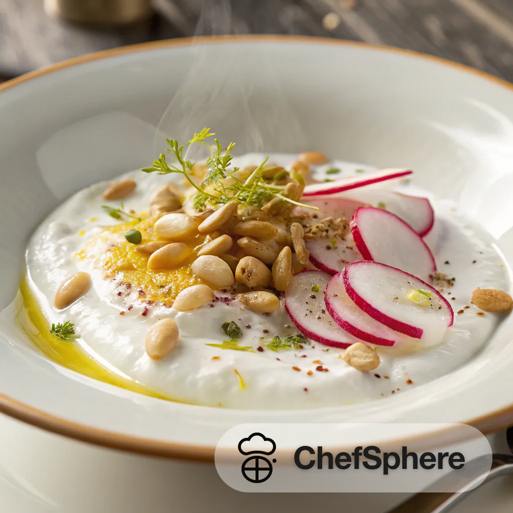 Yogurt with Pine Nuts and Radishes