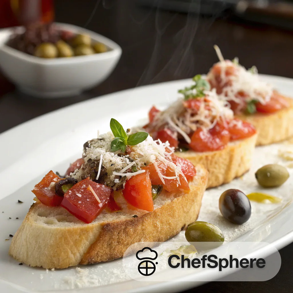 Tomato Olive Bruschetta on Crispy Bread