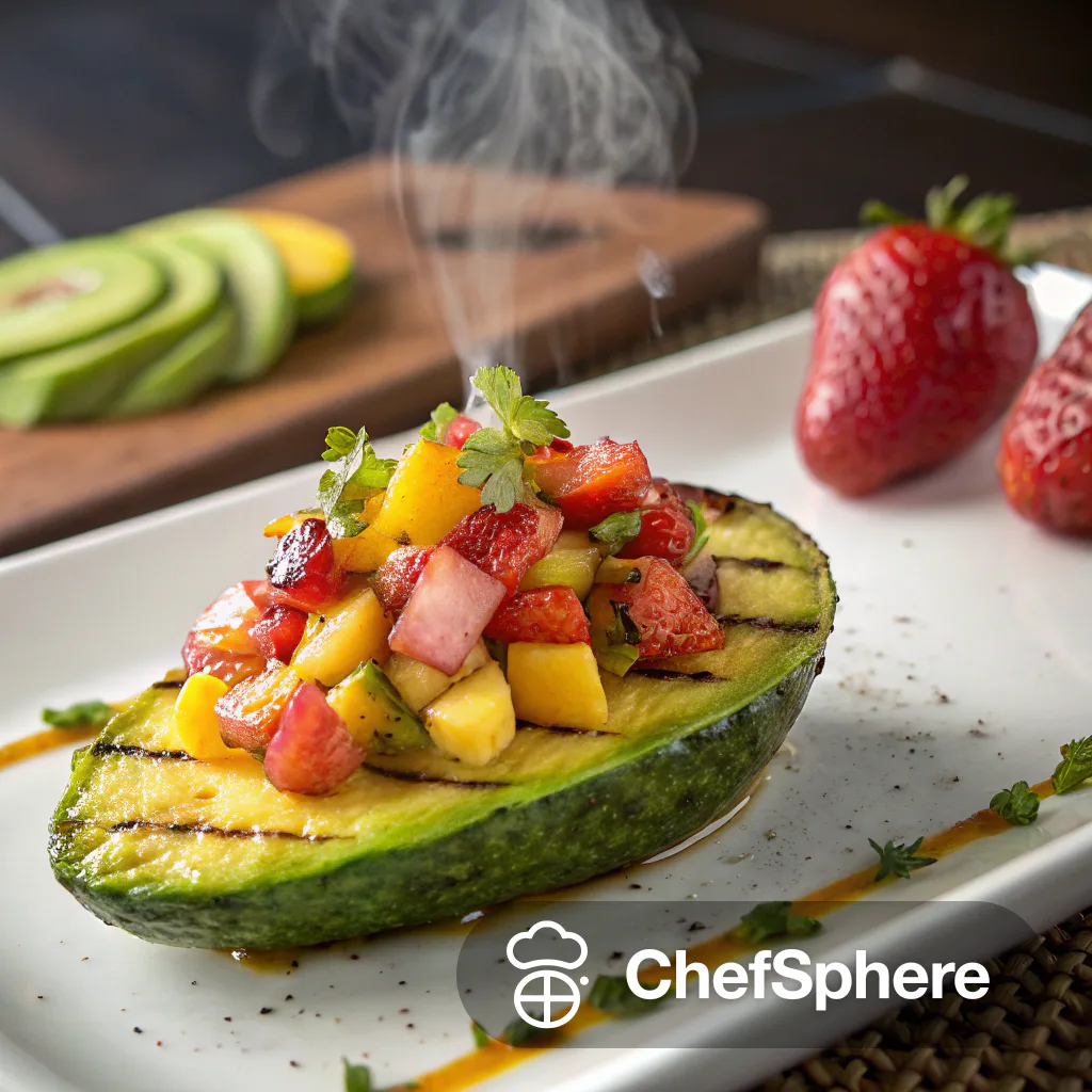 Avocado Grilled with Strawberry-Mango Salsa