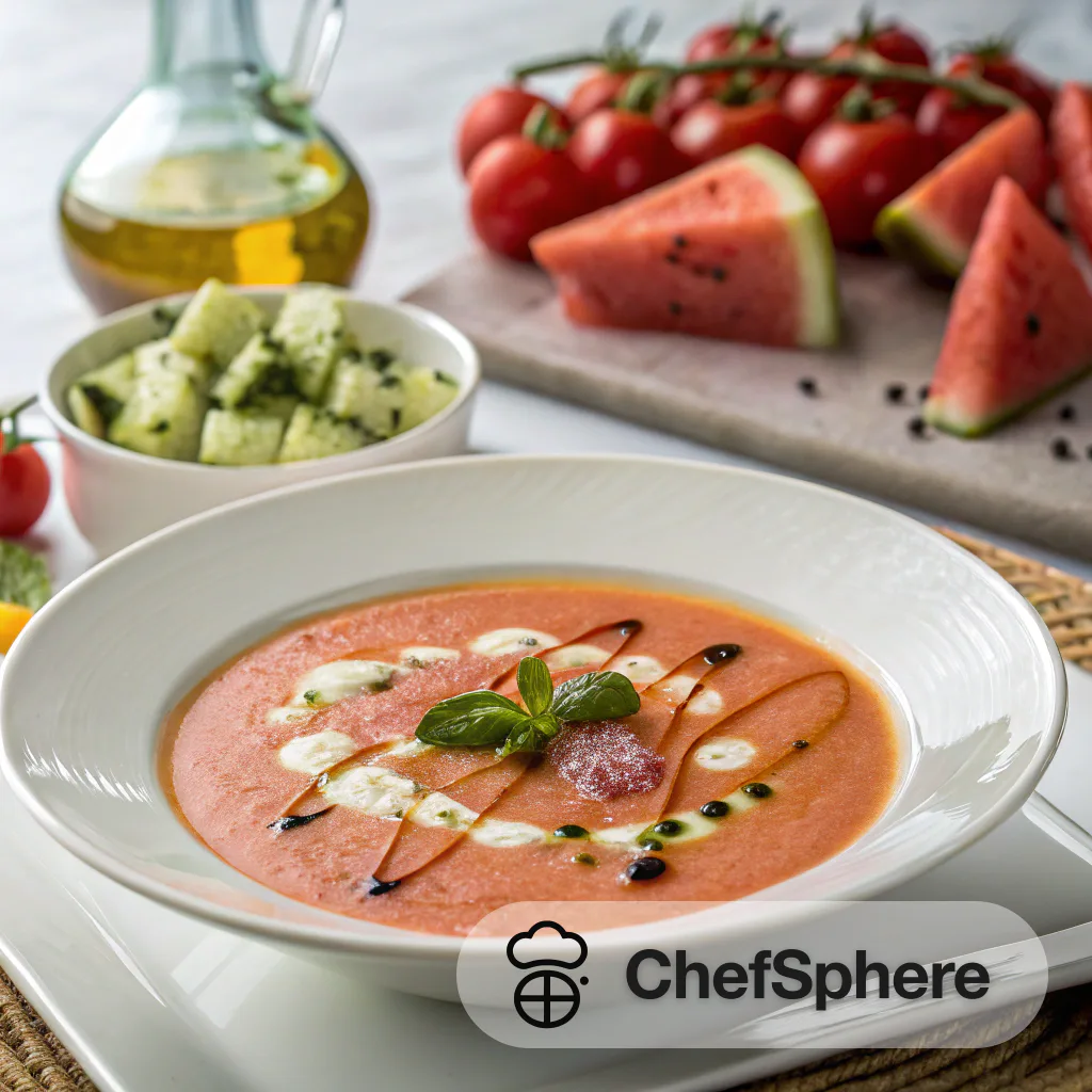 Chilled Soup with Creamy Cheese Drizzle