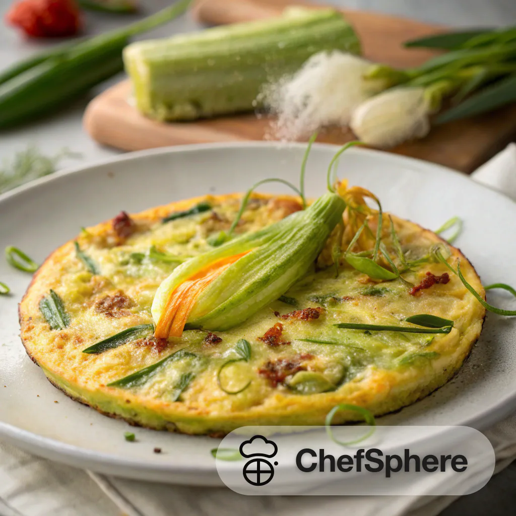 Zucchini Blossom and Cheese Frittata