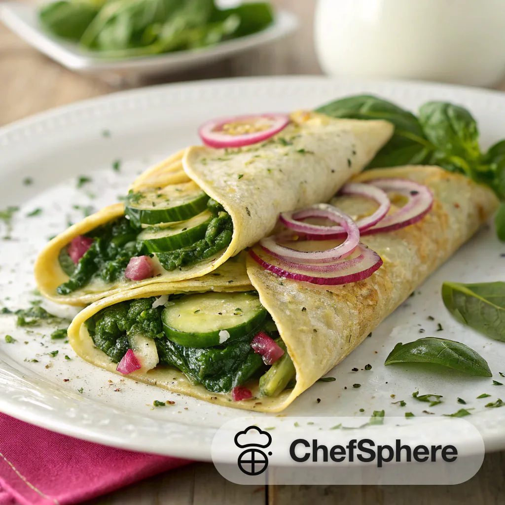 Zucchini Spinach Onion Stuffed Savory Crepes