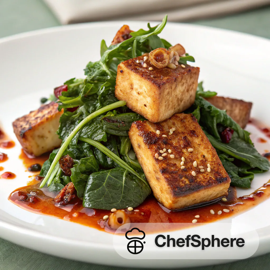 Crispy Tofu with Bitter Greens