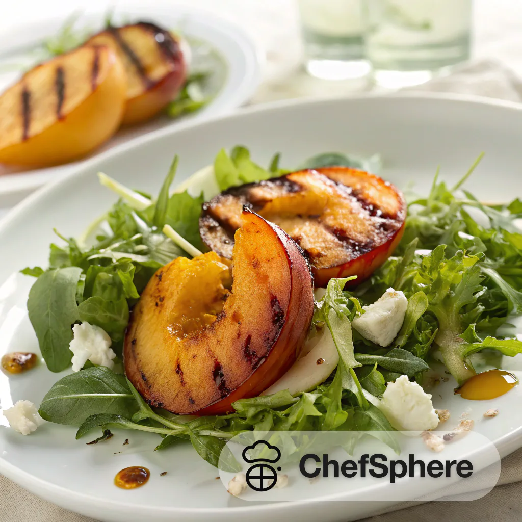 Grilled Peach and Greens Salad