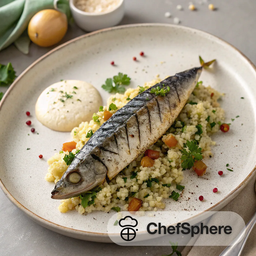 Mackerel and Cauliflower Couscous with Tahini
