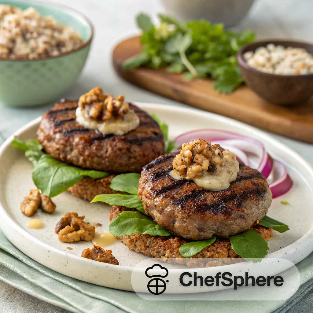 Turkish Walnut Lamb Burger with Grilled
